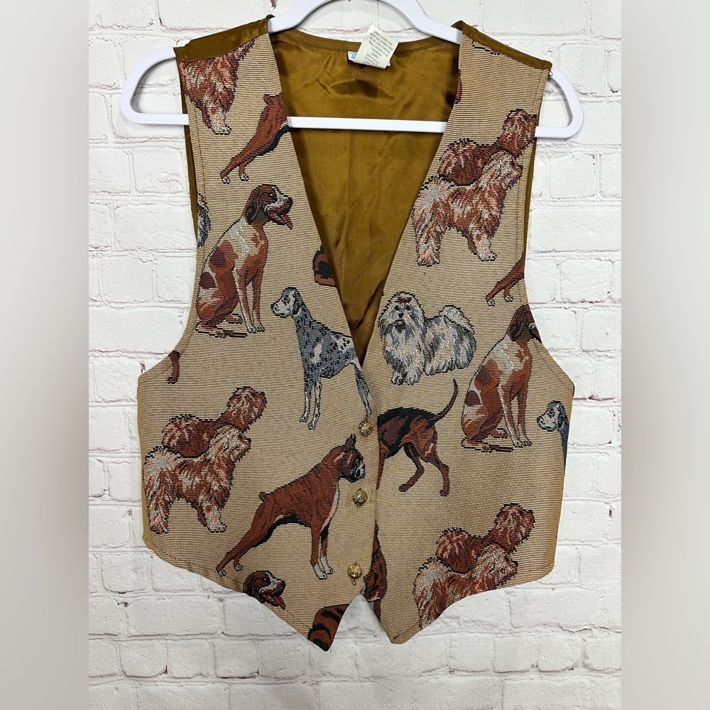 Vintage‎ Backroad Blues dogs animals Vest sz L, GUC MAde in USA
